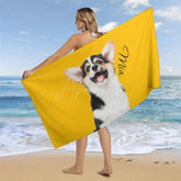 Aperturee - Aperturee Solid Color Custom Pet Photo Beach Towel For Summer